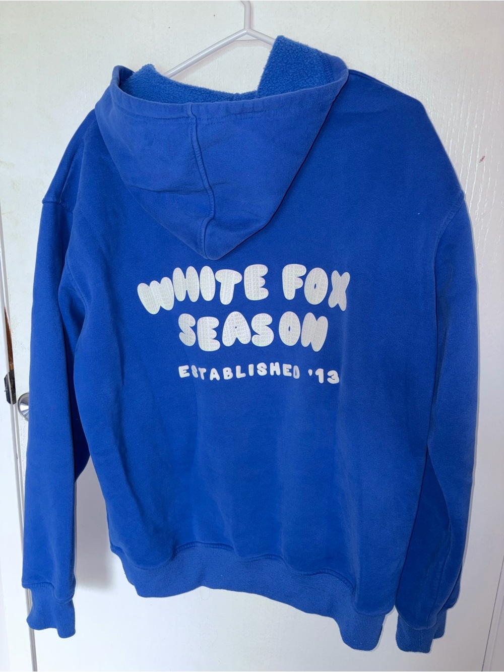 White Fox Oversized Puff Print Royal Navy Blue Hoodie Sweatshirt